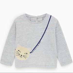 Zara girls 18-24 months shirt kitty long sleeve